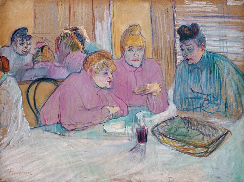 Henri  Toulouse-Lautrec The ladies in the brothel dining-room oil painting image
